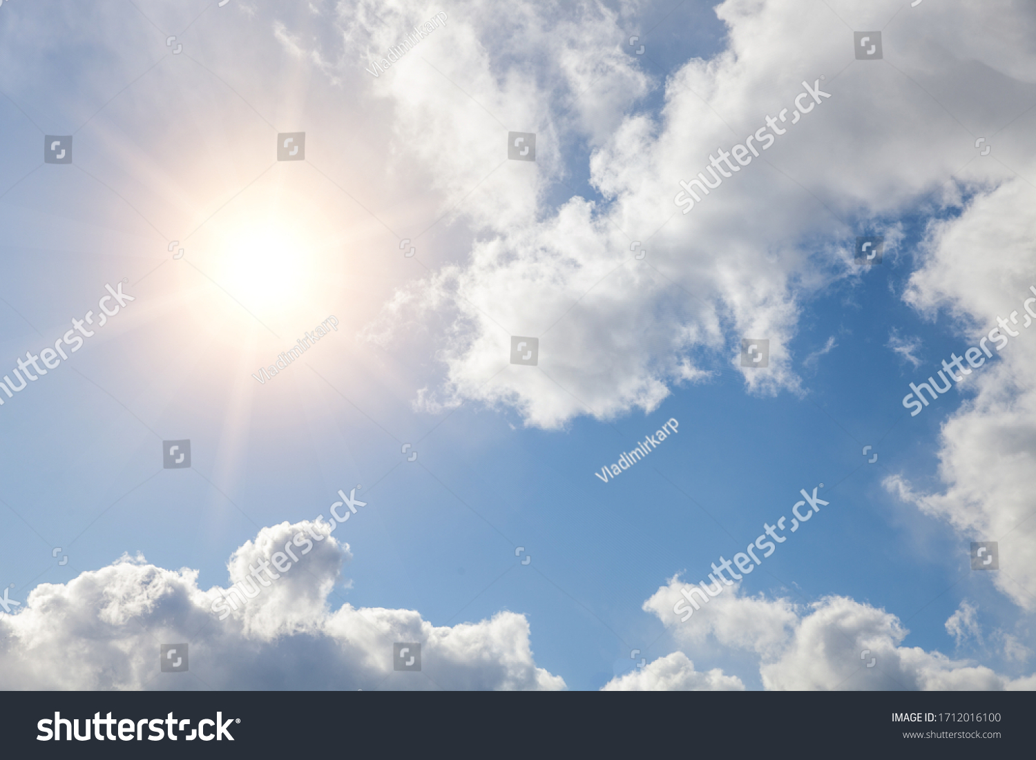beautiful sky with clouds and bright sun #1712016100