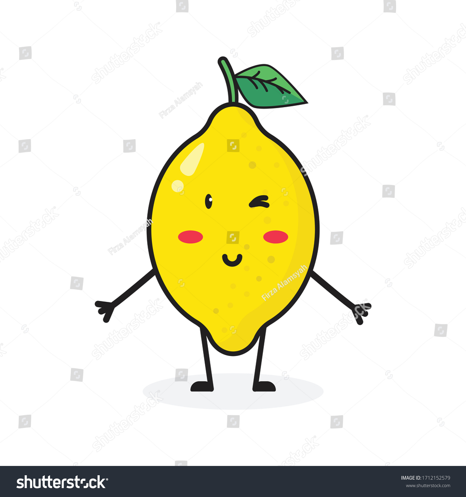 wink lemon fruit cute character mascot vector - Royalty Free Stock ...