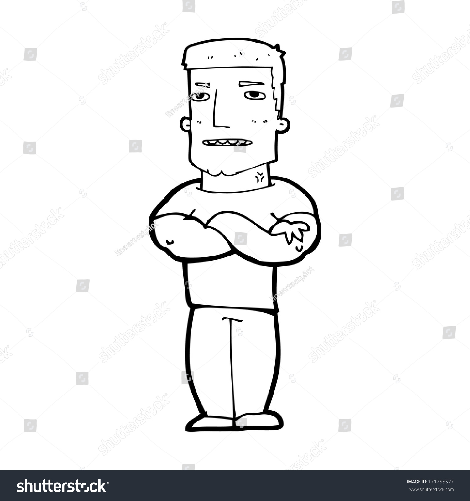 cartoon tough guy with folded arms - Royalty Free Stock Vector ...