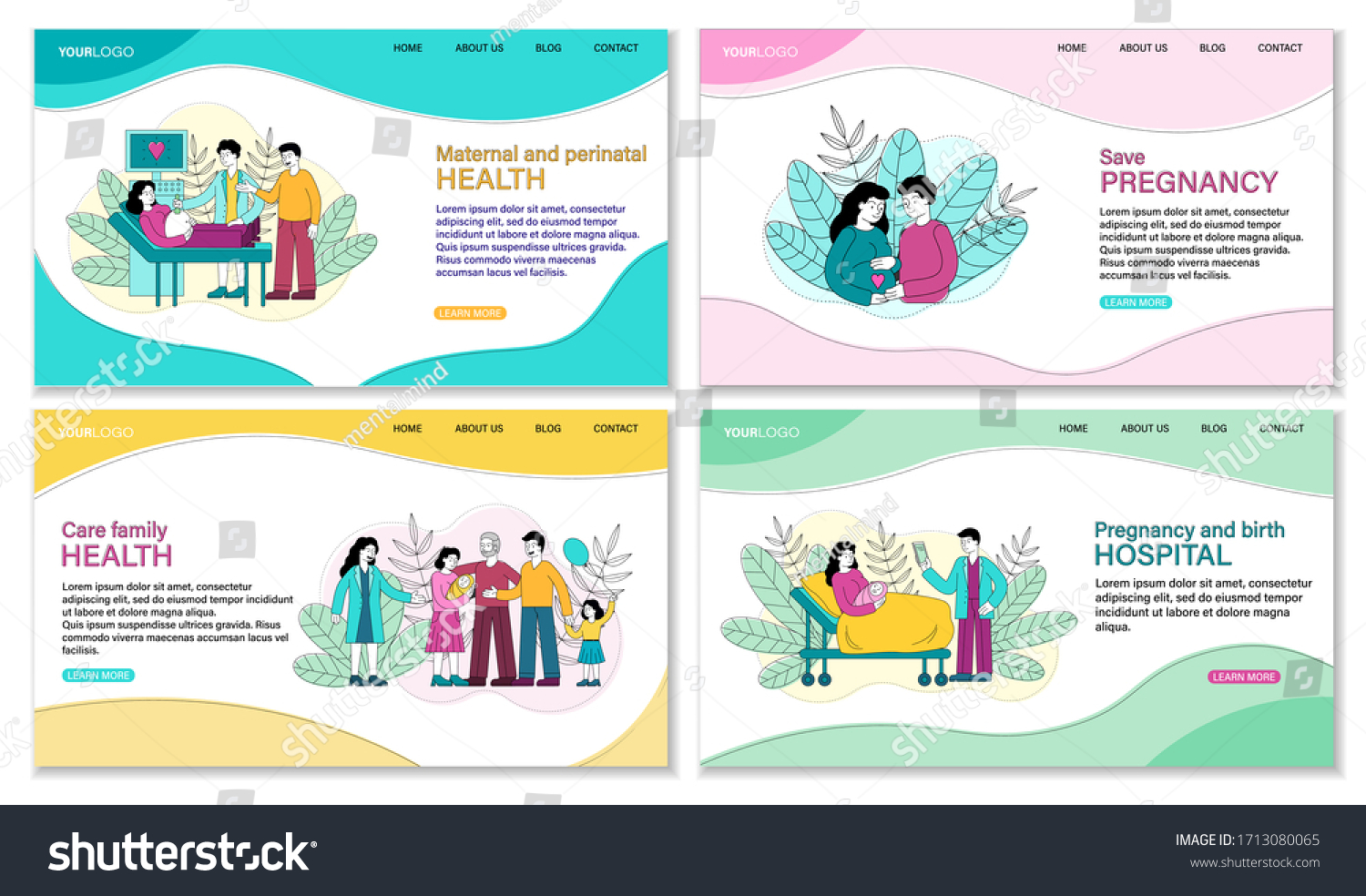 Set Of Four Pregnancy Related Templates Showing - Royalty Free Stock ...