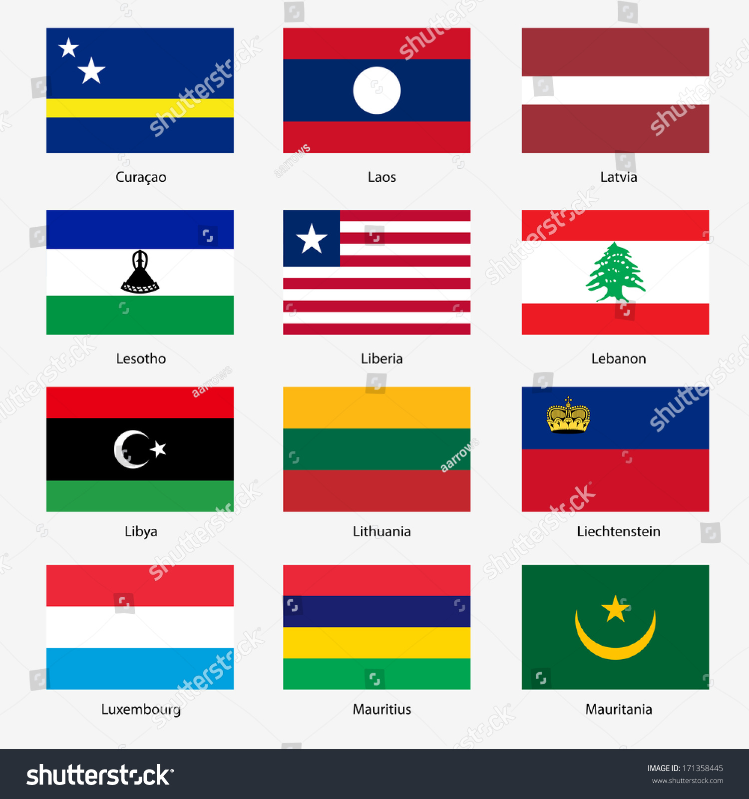 Set Flags Of World Sovereign States. Vector - Royalty Free Stock Vector 