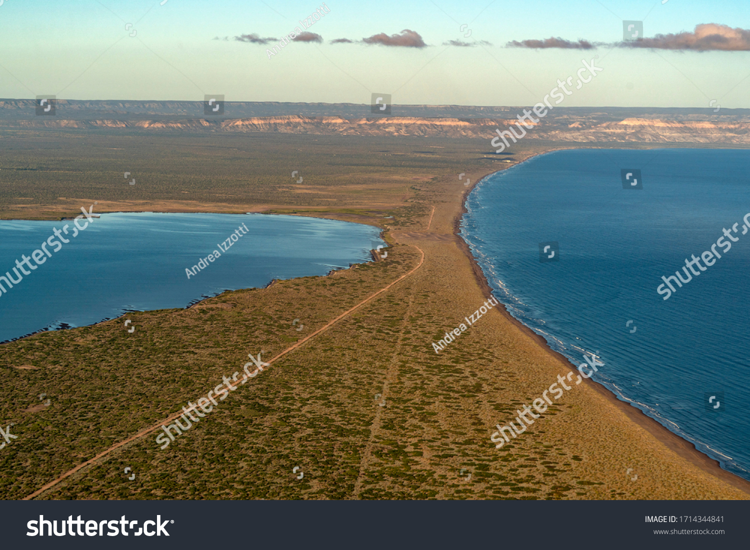 Mogote Peninsula La Paz Baja California Sur Mexico aerial view panorama #1714344841