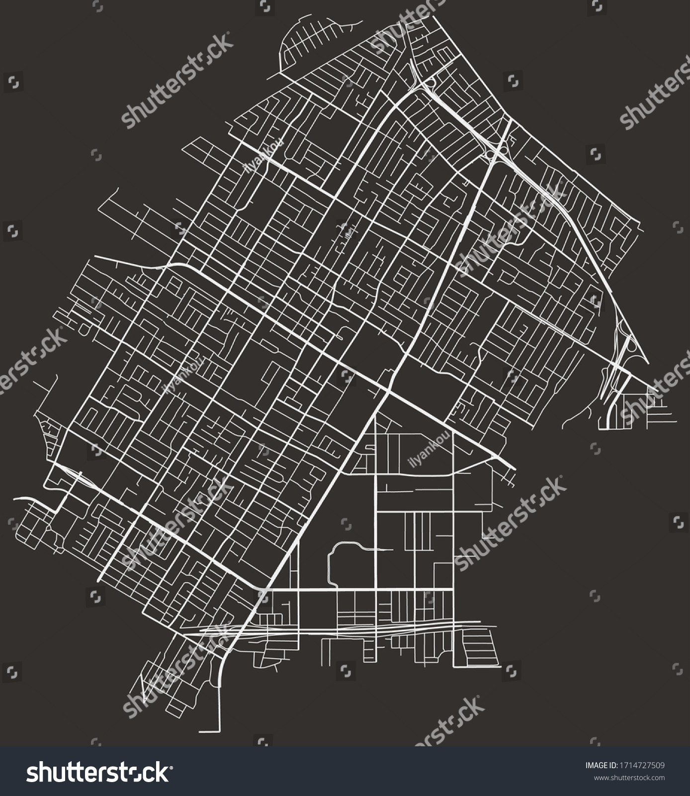 Vector black and white urban street map of - Royalty Free Stock Vector ...