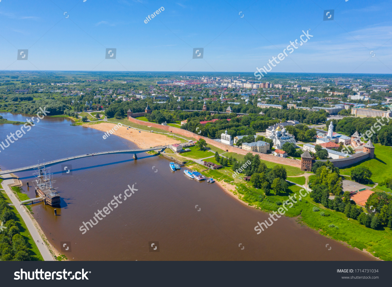 aerial view of Novgorod Kremlin Russia #1714731034