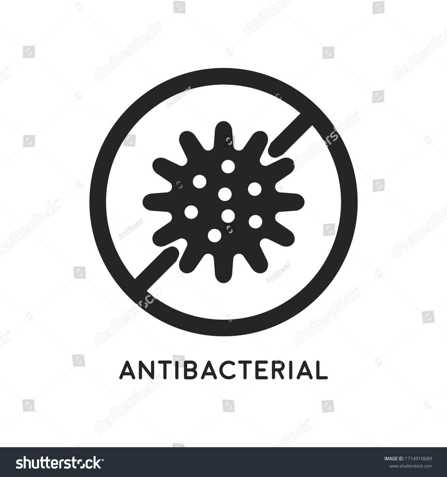 Antibacterial and antiviral defense. Germs and microbe icon. Vector illustration #1714910689