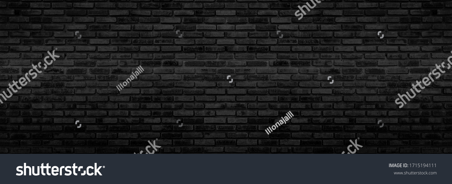 Panorama Black brick walls that are not plastered background and texture. The texture of the brick is black. Background of empty brick basement wall. #1715194111