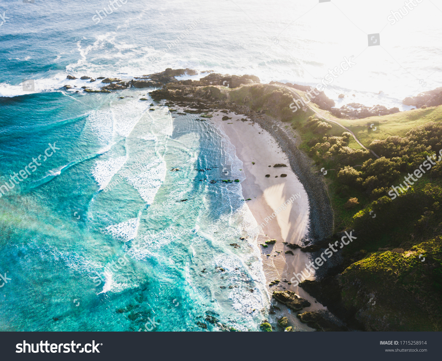Byron Bay, located in Northern NSW Australia, is known for is beautiful beaches and sunny weather. #1715258914
