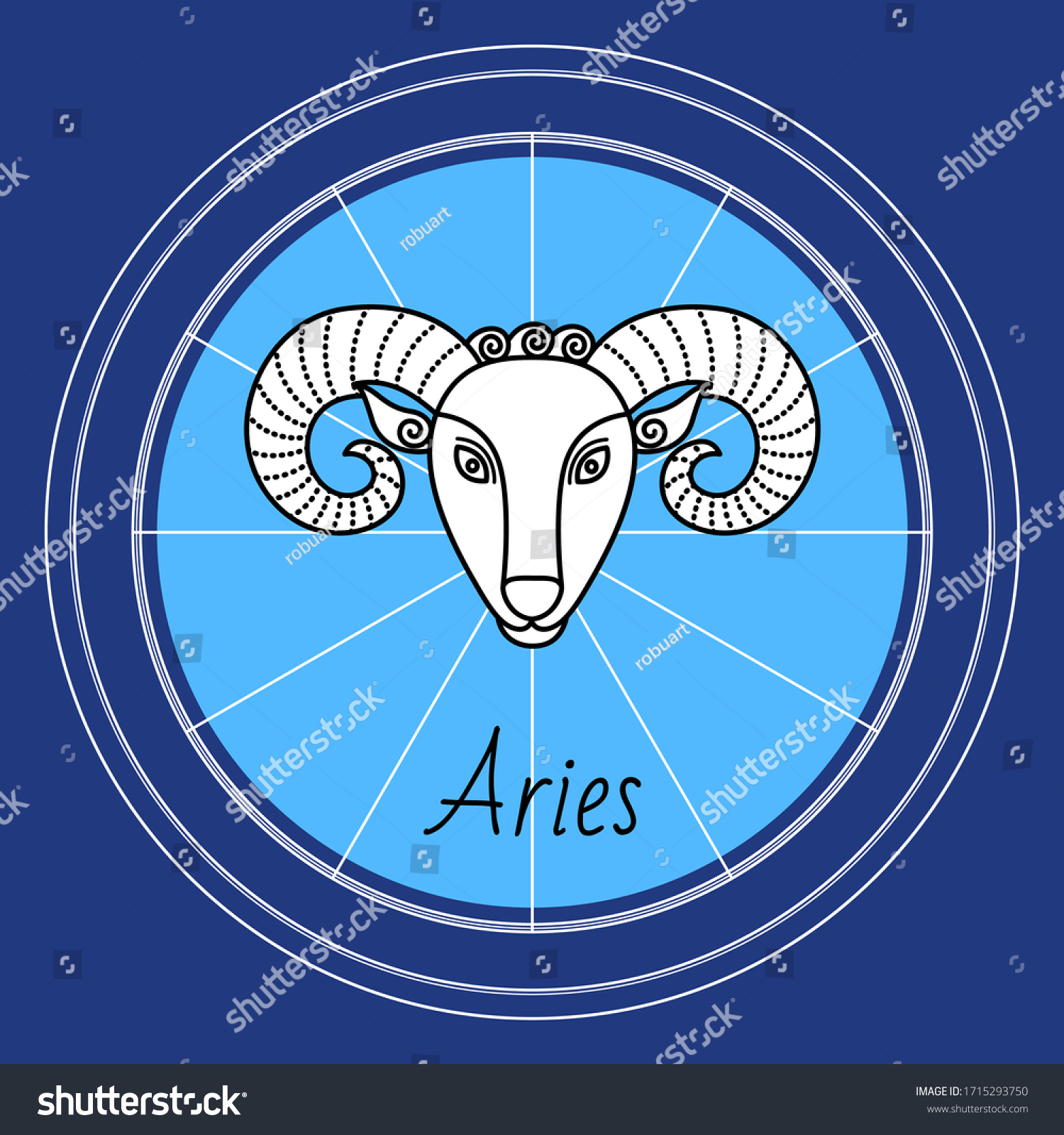 Aries zodiac sign of Ram and calligraphic - Royalty Free Stock Vector ...