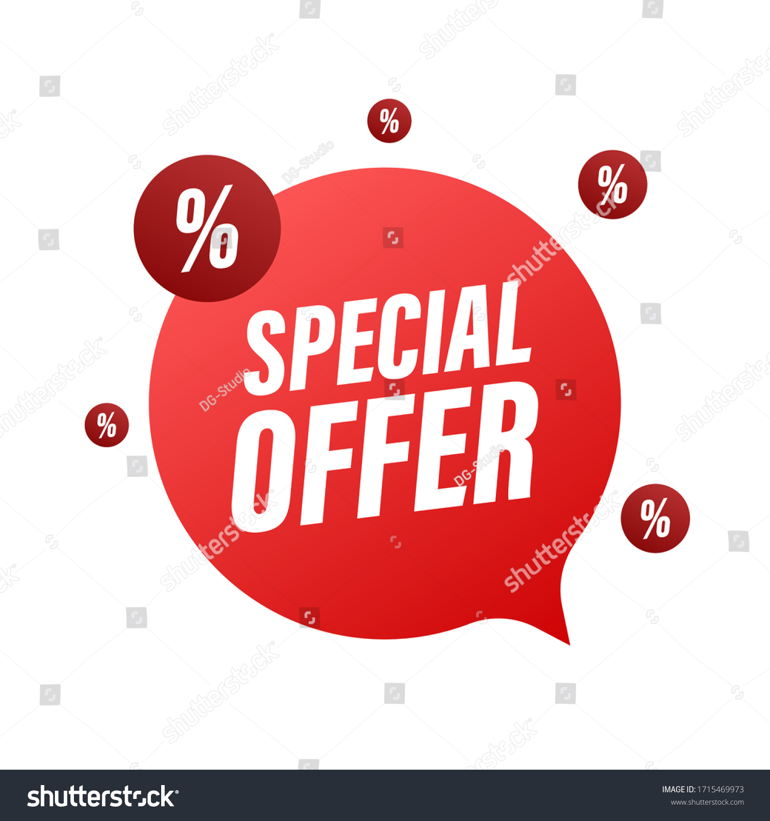 Special Offer grunge style red colored. Discount label. Vector stock illustration. #1715469973
