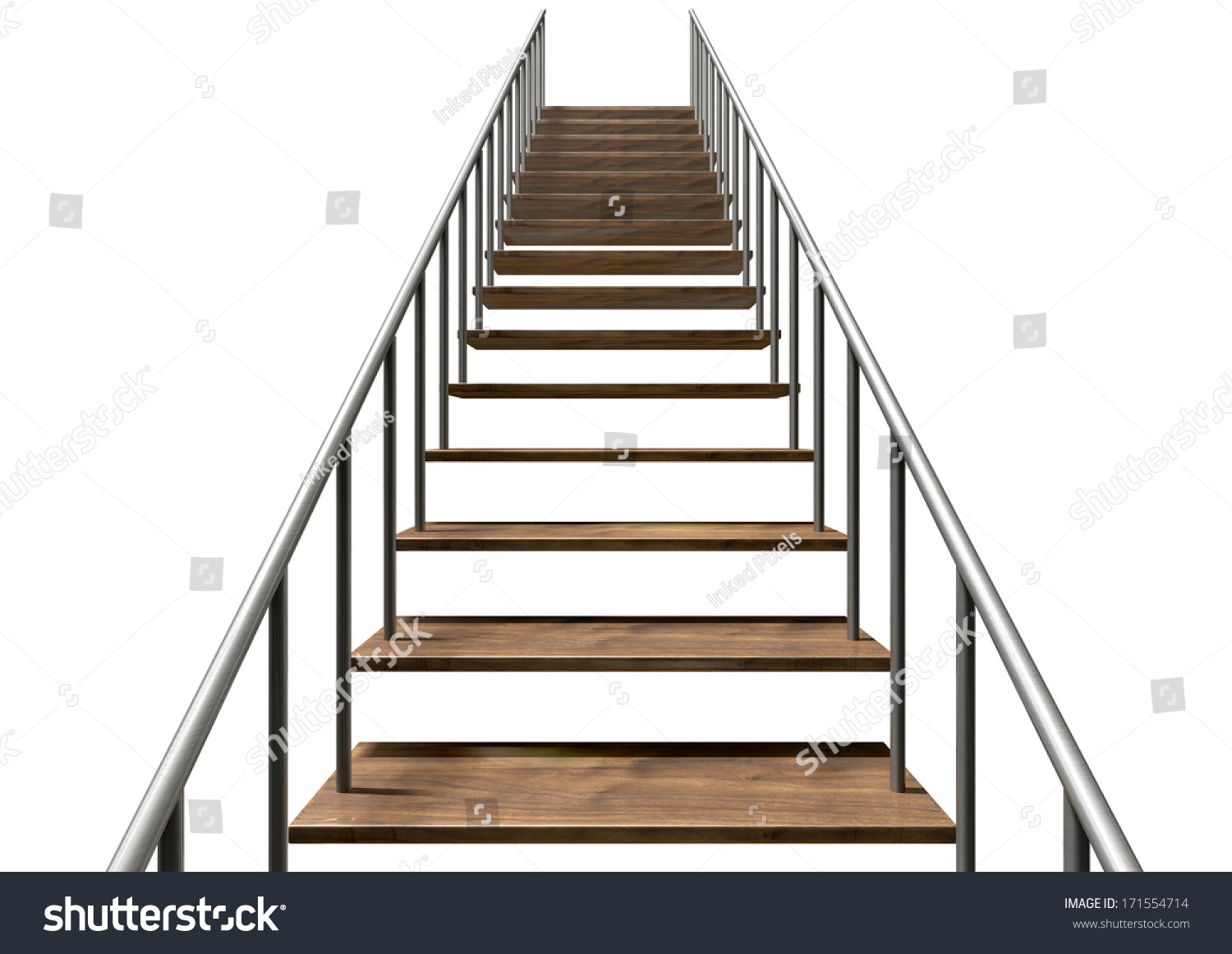 A staircase made of wooden steps and a metal - Royalty Free Stock Photo ...