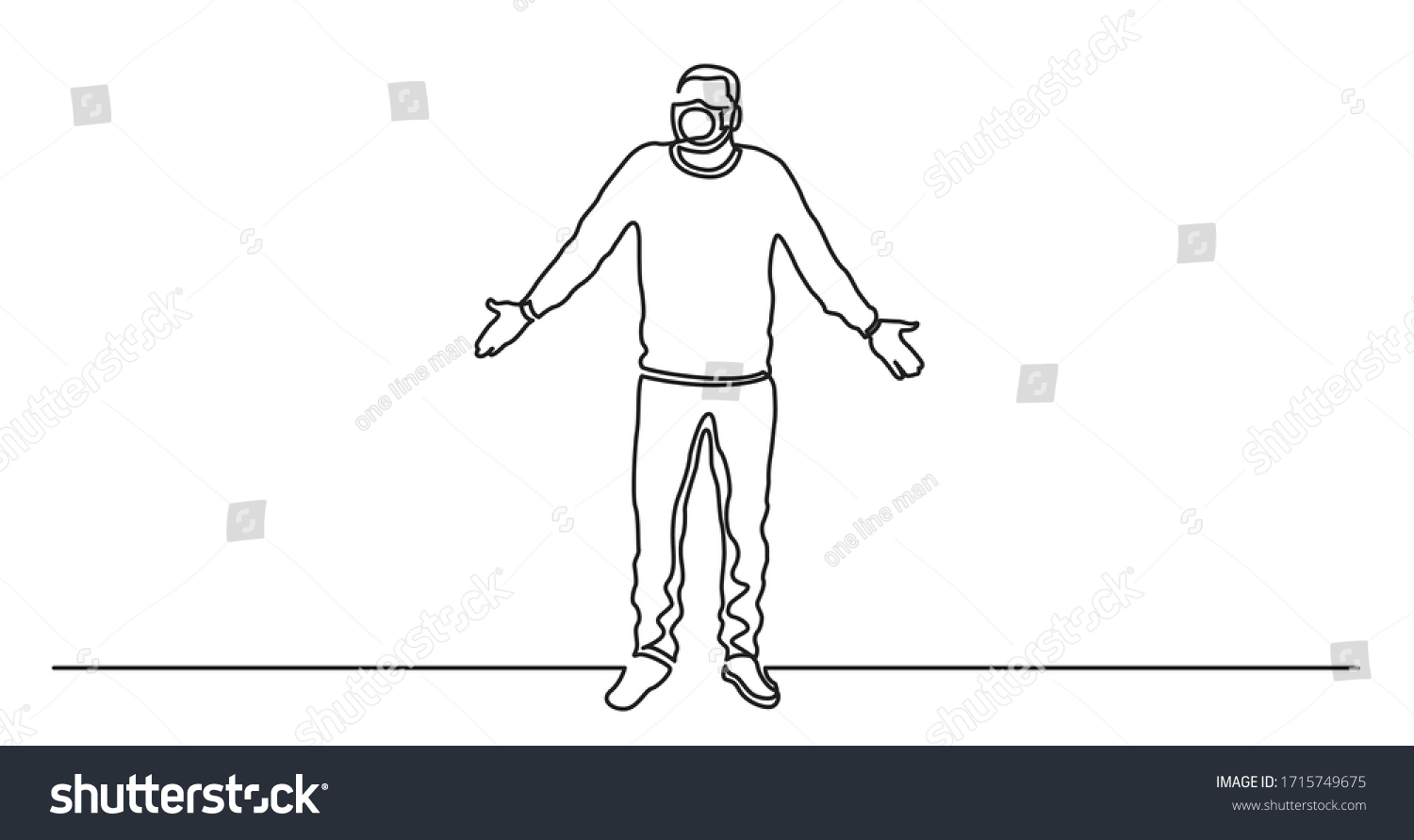 continuous line drawing of standing frustrating - Royalty Free Stock ...