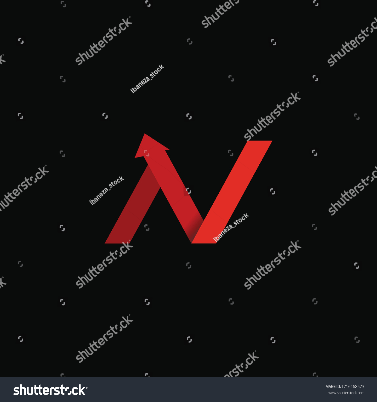 Letter N Arrow Logo Design - Royalty Free Stock Vector 1716168673 