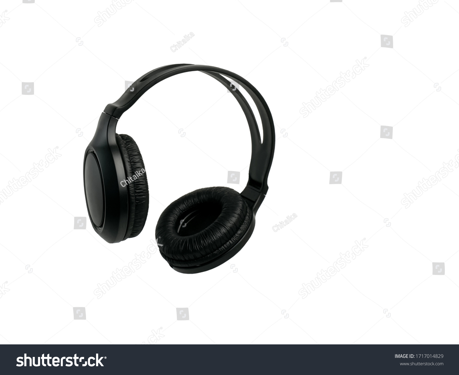 Black, modern wireless headphones on a white isolated background #1717014829