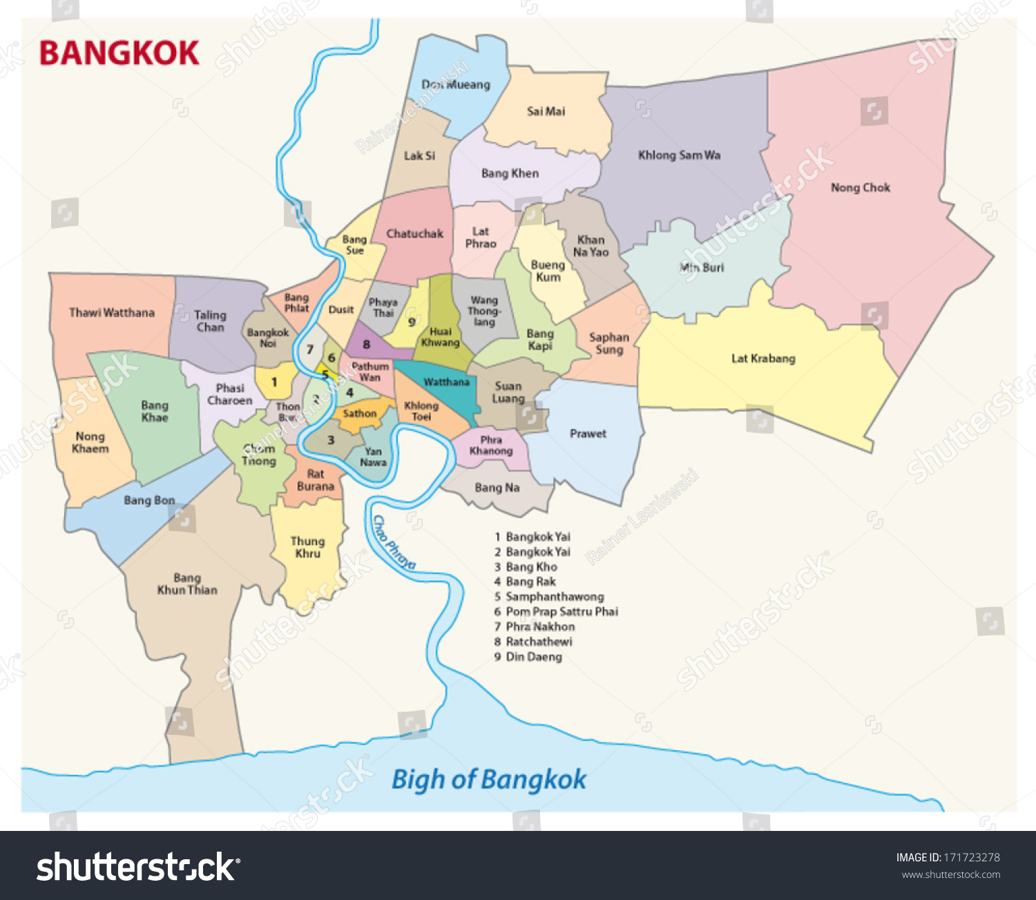 Bangkok administrative map 2 - Royalty Free Stock Vector 171723278 ...