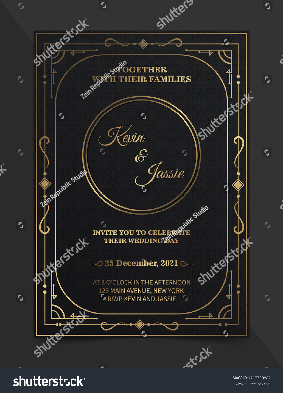 Luxury Vintage Golden Vector Invitation Card Royalty Free Stock