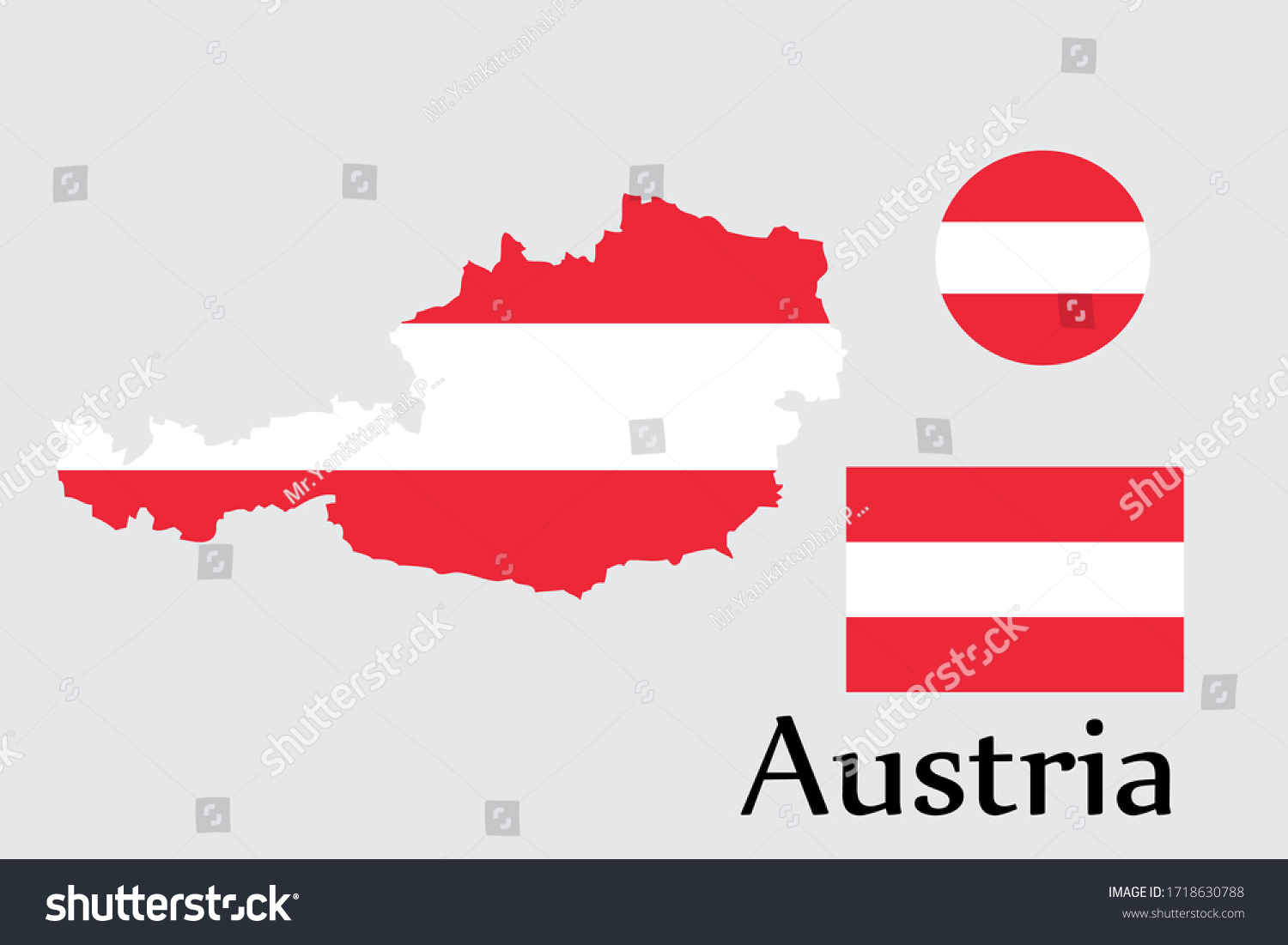 Shape Map And Flag Of Austria Country. Eps.file. - Royalty Free Stock 