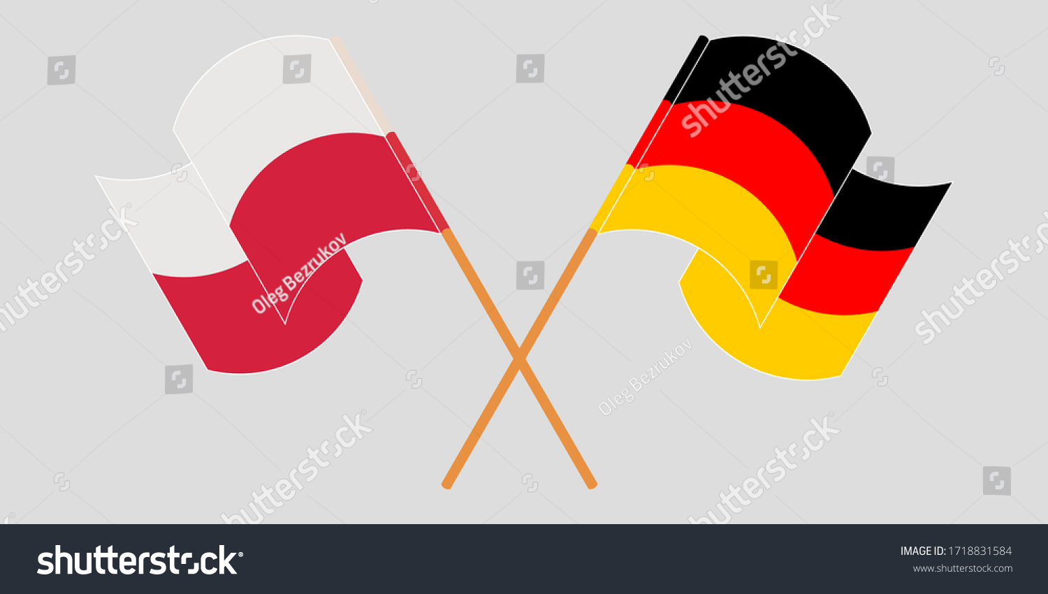 Crossed and waving flags of Poland and Germany - Royalty Free Stock ...