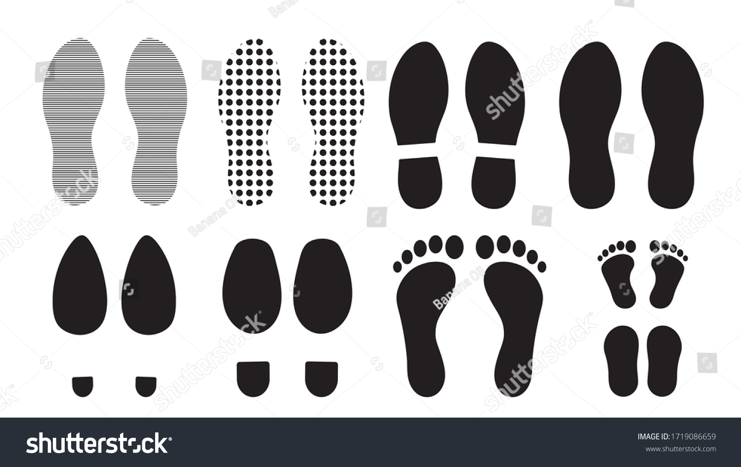 Footprints human silhouette, vector set, - Royalty Free Stock Vector ...