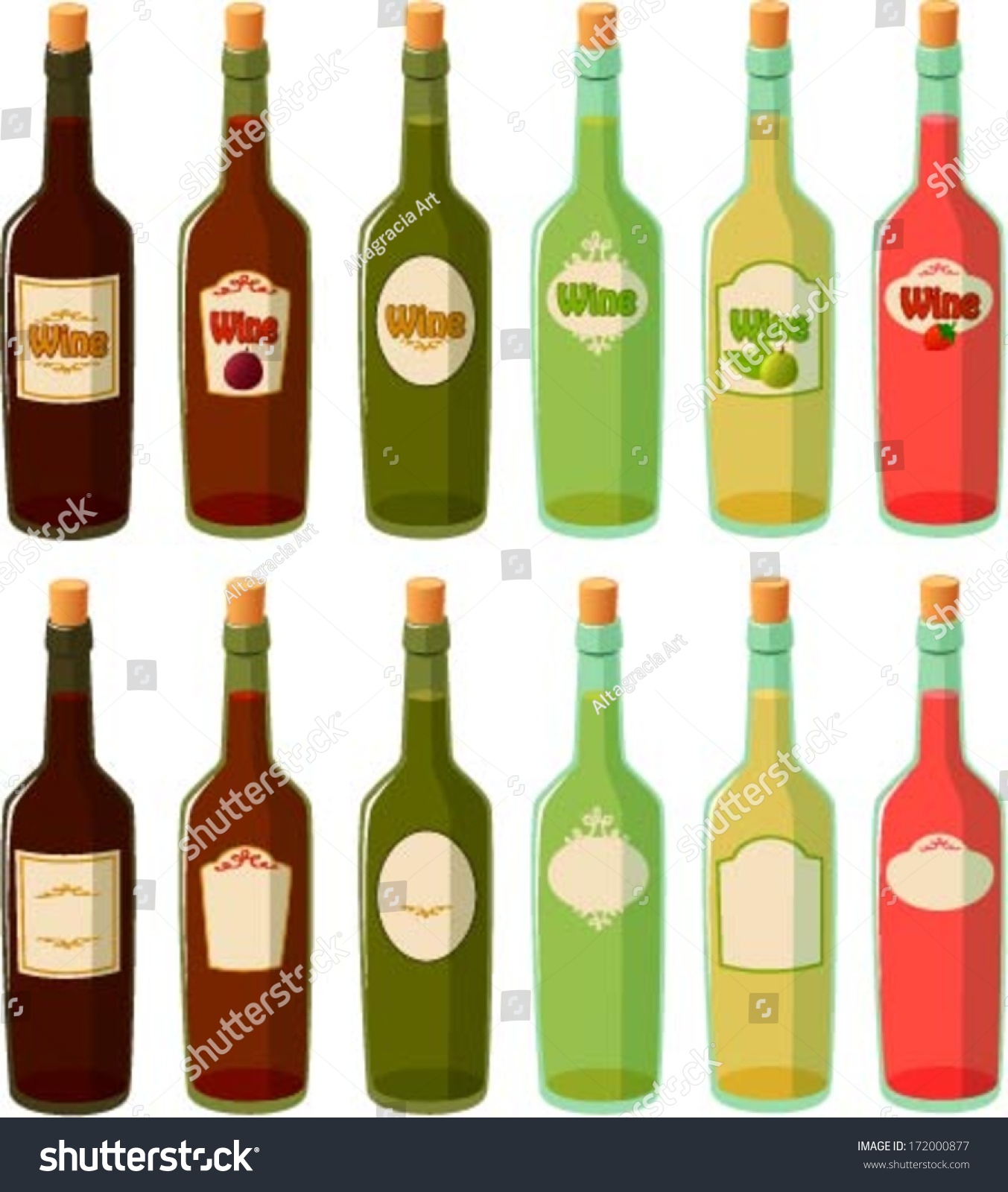 Vector illustration of various wine bottles. #172000877