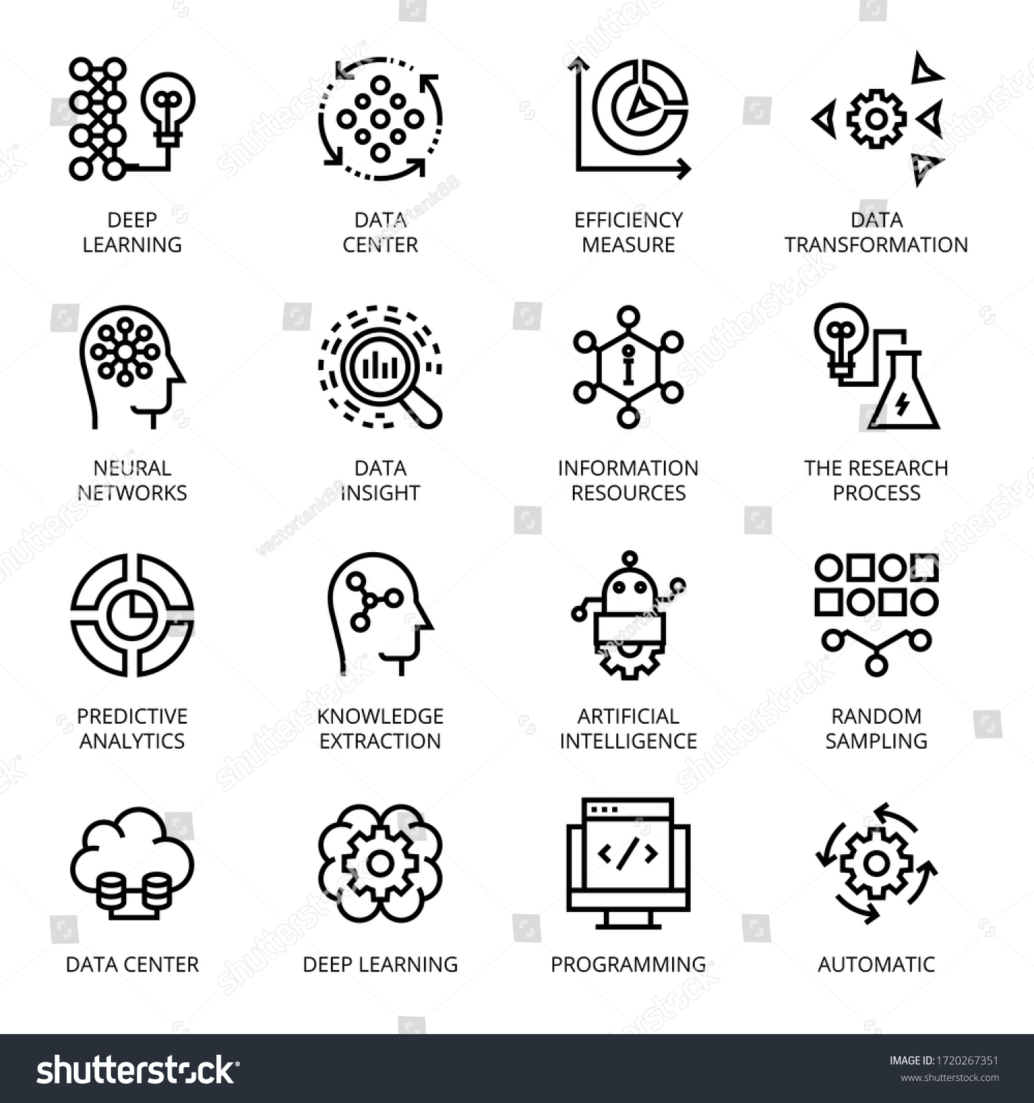 Data Science outline Icons - stroke, vector - Royalty Free Stock Vector ...