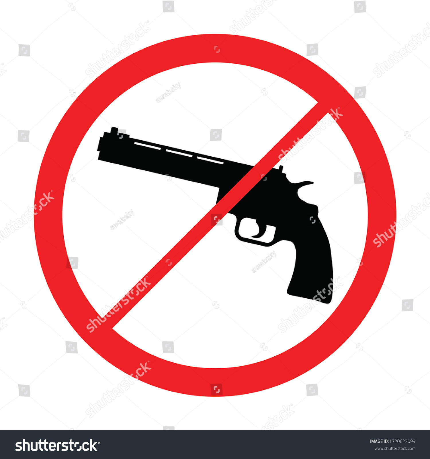 No Gun Vector Stop Or No Firearms Symbol Icon Royalty Free Stock Vector 1720627099