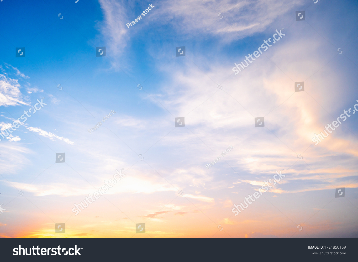 Sunset sky for background or sunrise sky and cloud at morning. #1721850169