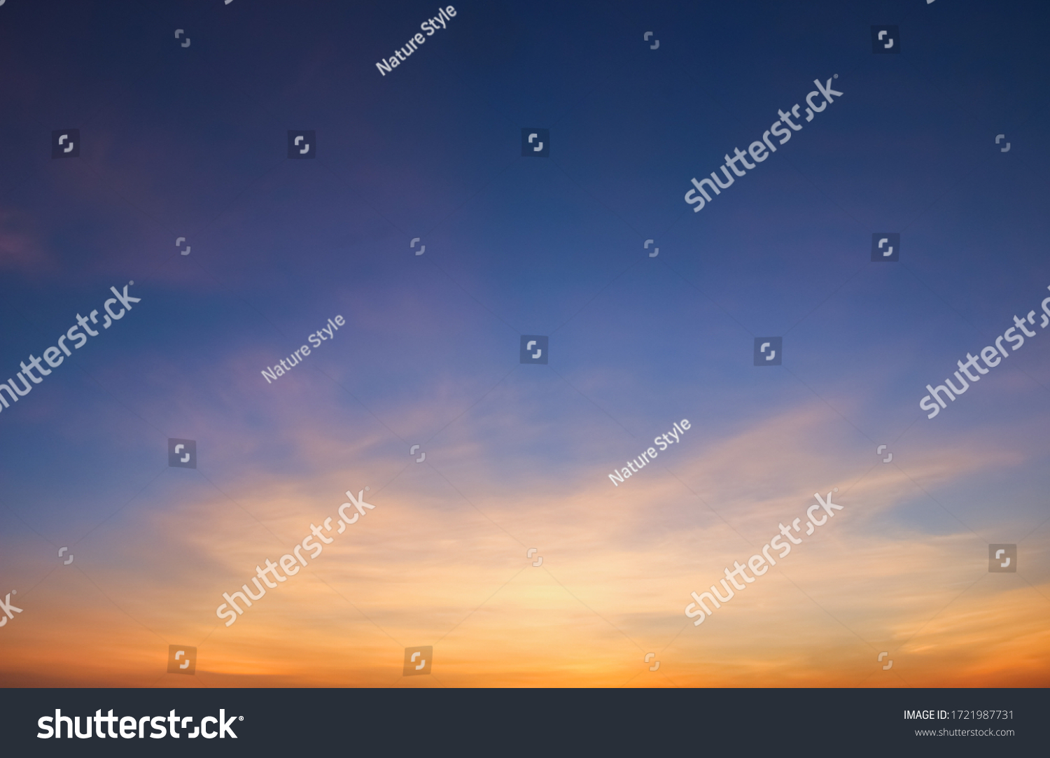 Twilight sky in the evening with colorful clouds fluffy in Summer, Dusk sky Backgrounds . #1721987731