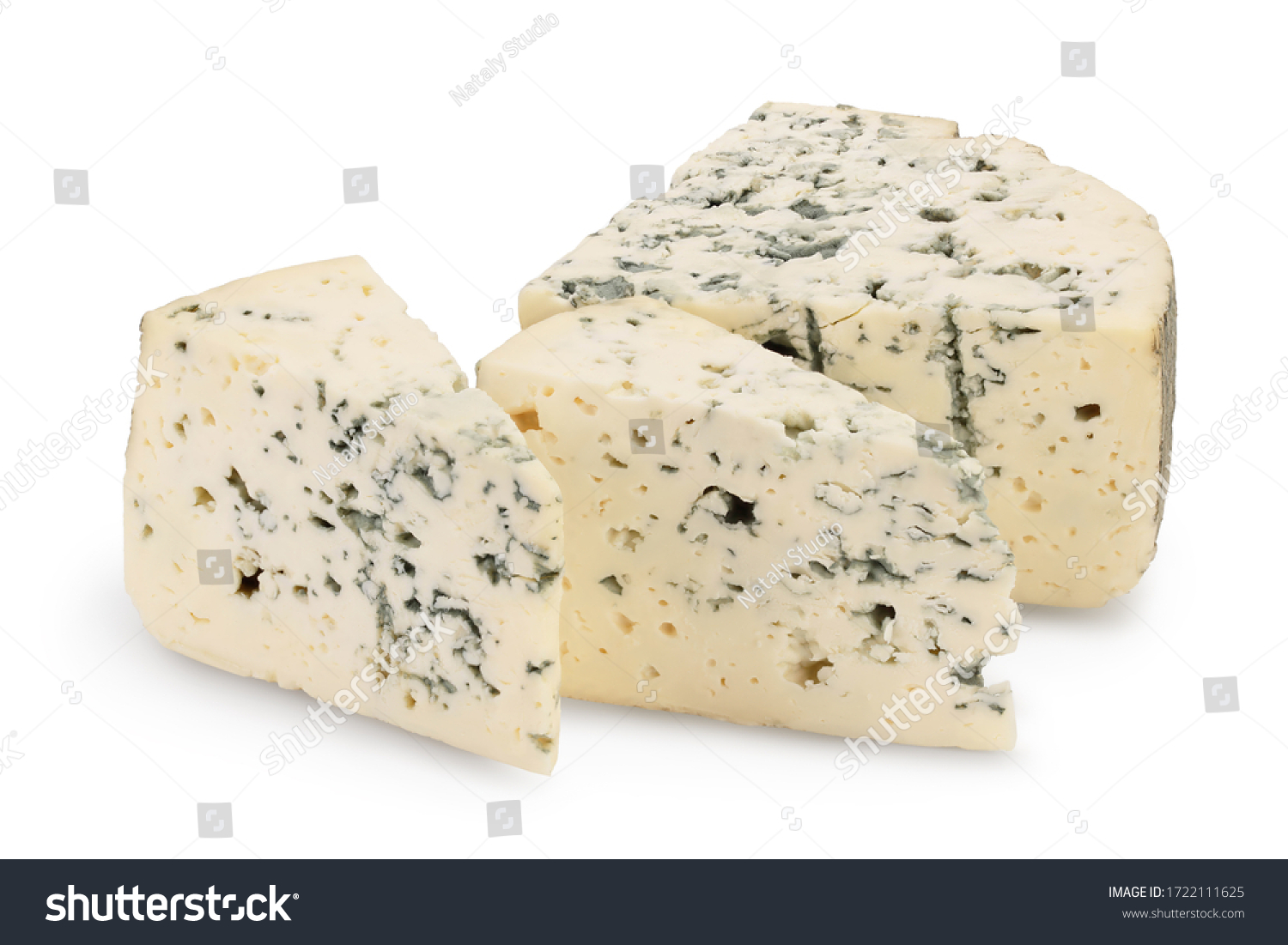 Blue cheese isolated on white background with clipping path and full depth of field. #1722111625
