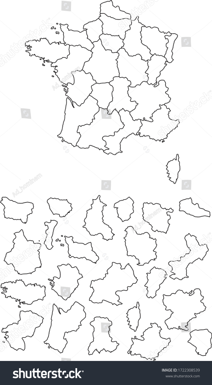 Map Of France With Provinces - Royalty Free Stock Vector 1722308539 