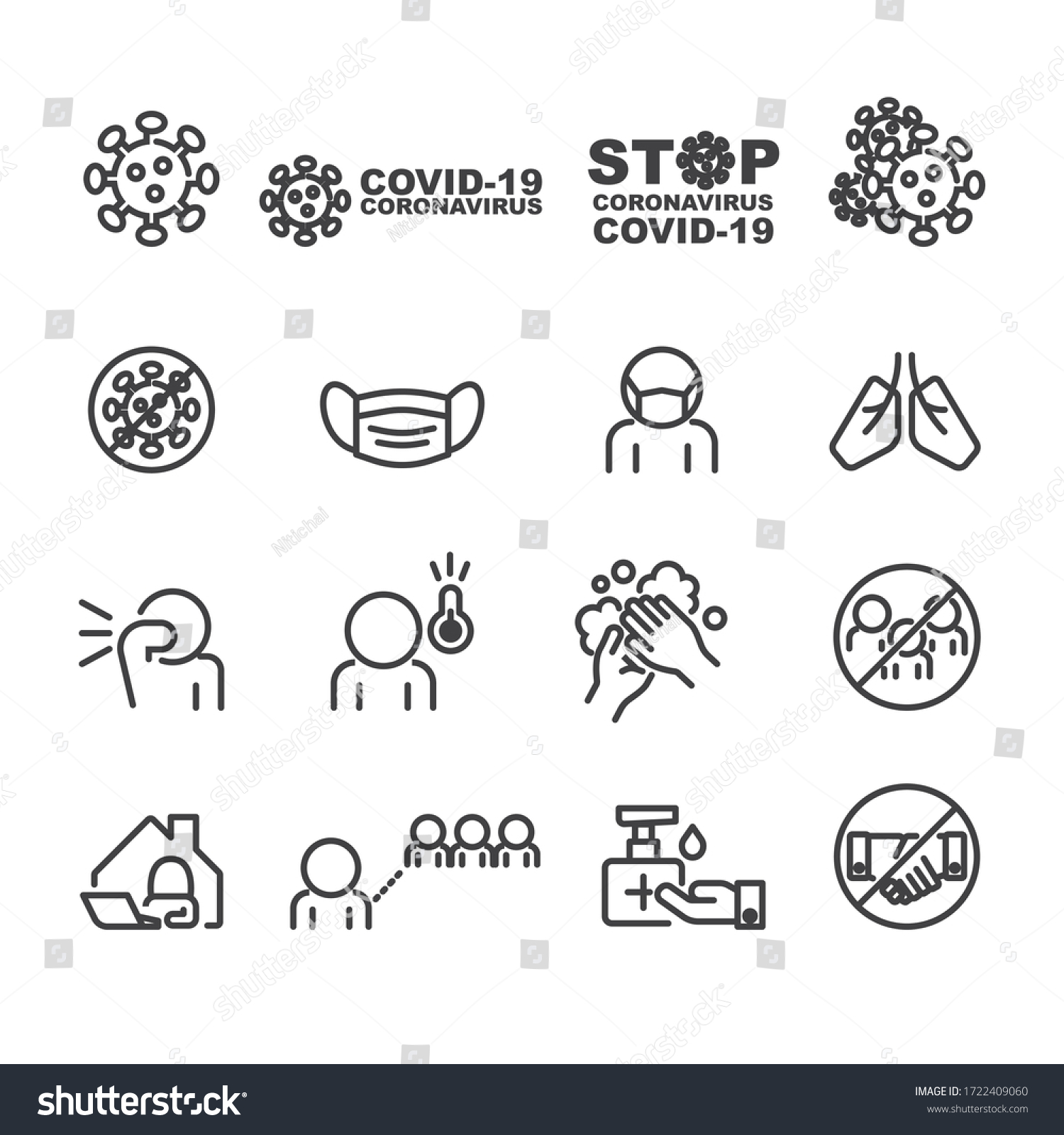 Covid-19 and Protect icons set,Vector #1722409060