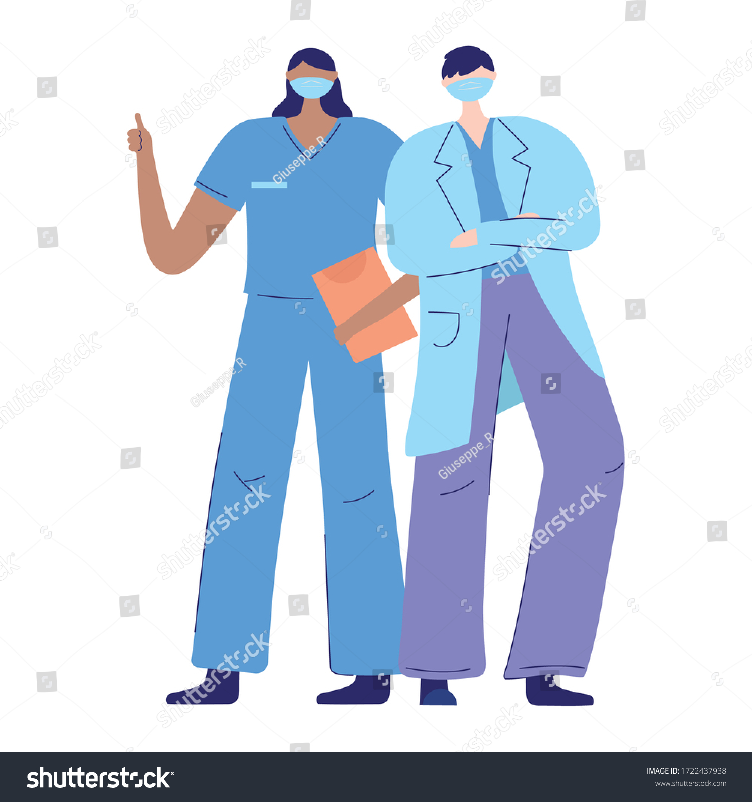 Thanks Doctors Nurses Female Nurse And Male Royalty Free Stock Vector 1722437938 