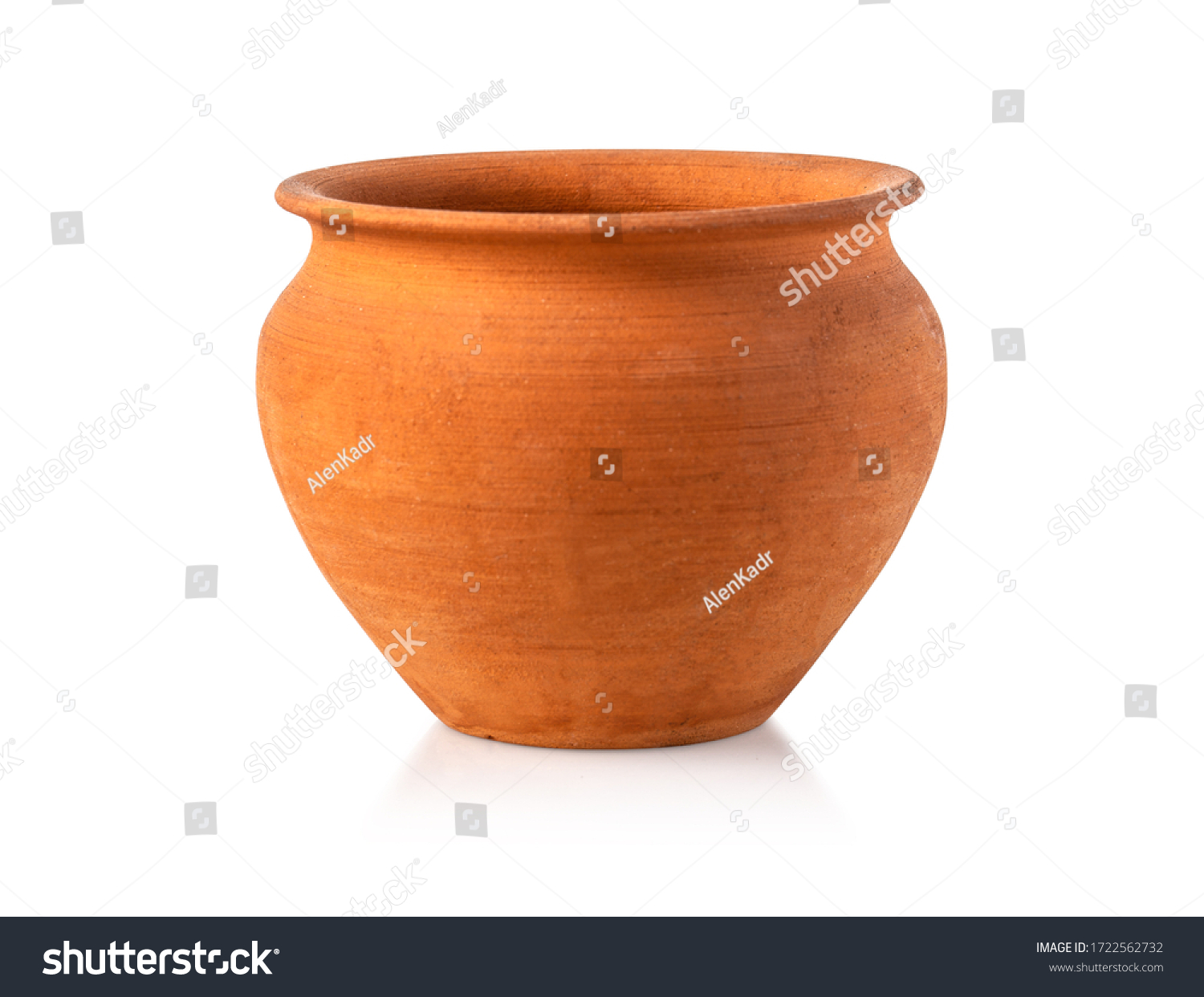 Empty ceramic brown flower pot isolated over the white background with clipping path #1722562732