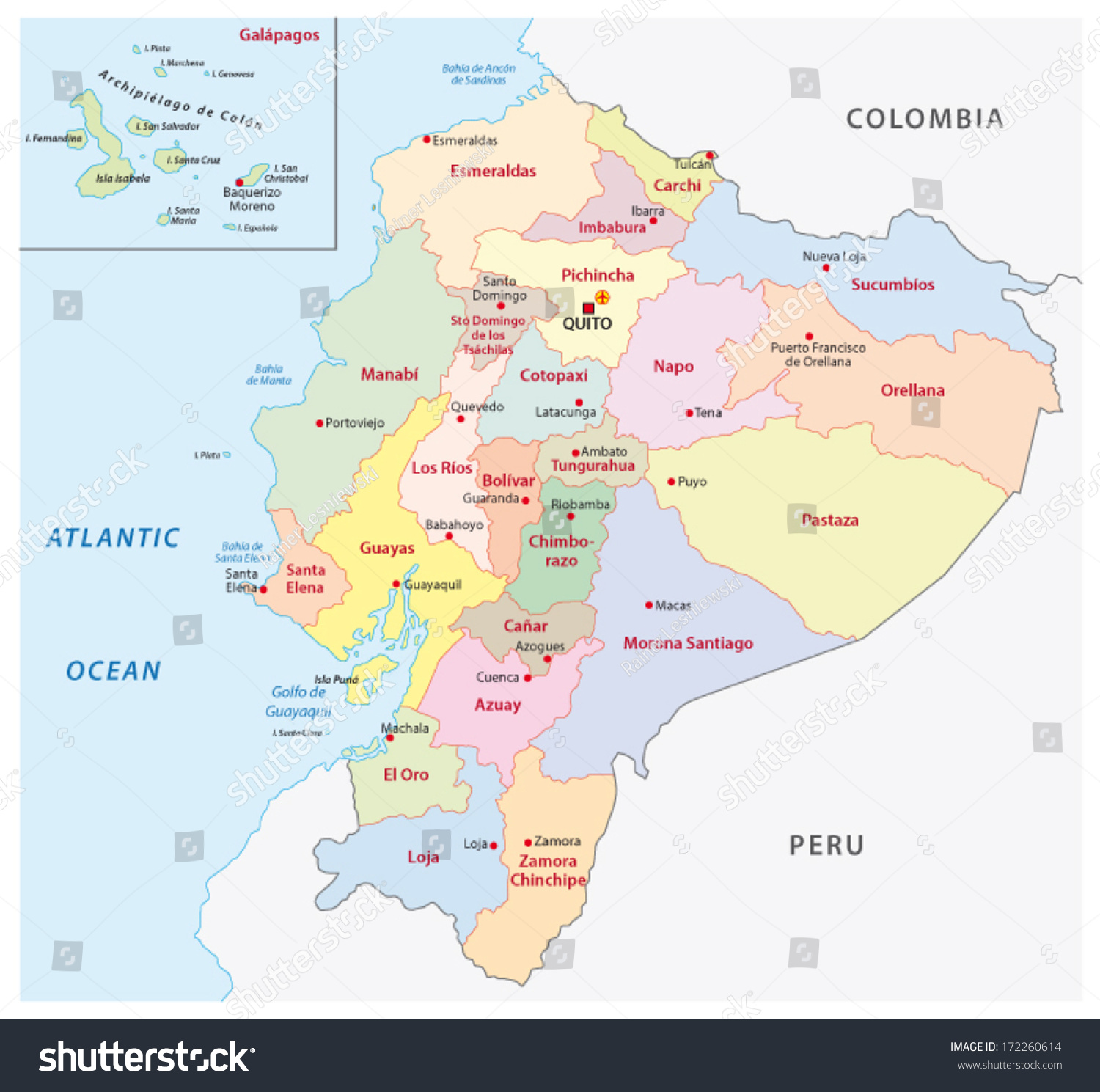 ecuador administrative map - Royalty Free Stock Vector 172260614 ...