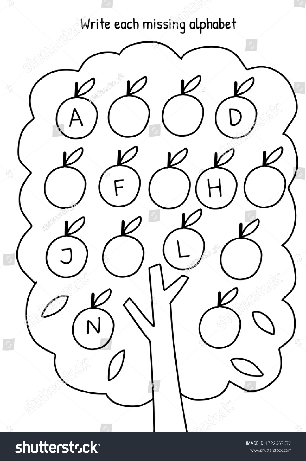 Kindergarten Worksheet Printable Activity Book - Royalty Free Stock Vector 1722667672 - Avopix.com