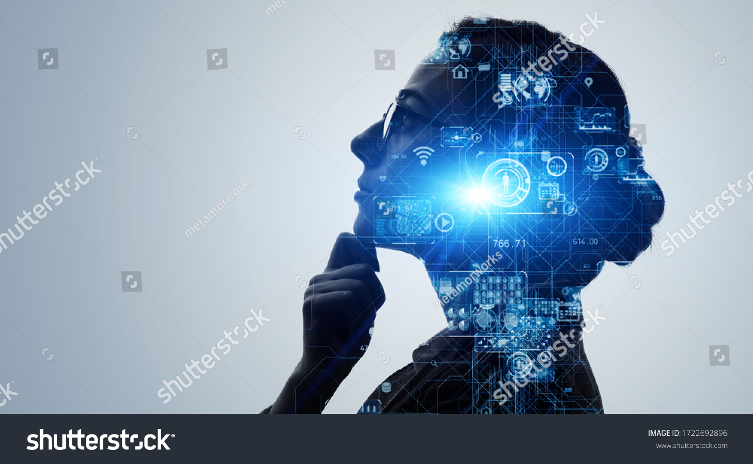 AI (Artificial Intelligence) concept. Deep learning. GUI (Graphical User Interface). #1722692896