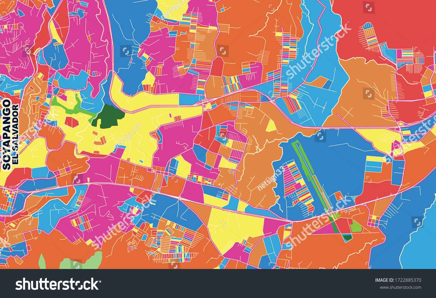 Colorful vector map of Soyapango, San Salvador, - Royalty Free Stock ...