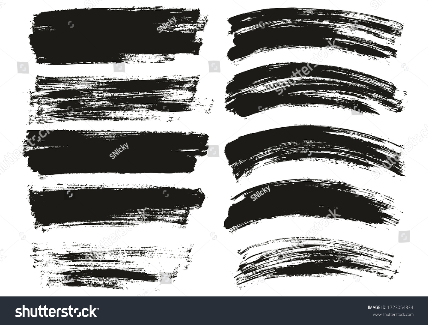 Flat Paint Brush Thin Long & Curved Background Mix High Detail Abstract Vector Background Mix Set  #1723054834