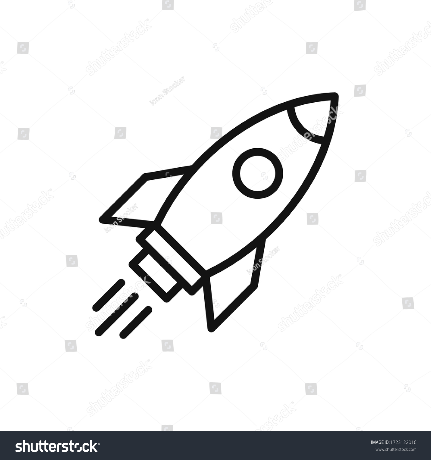 Rocket icon vector. Simple outline rocket sign #1723122016