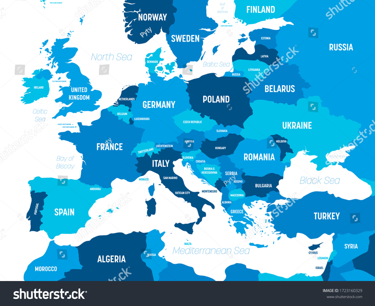 Europe Map - Green Hue Colored On Dark - Royalty Free Stock Vector ...