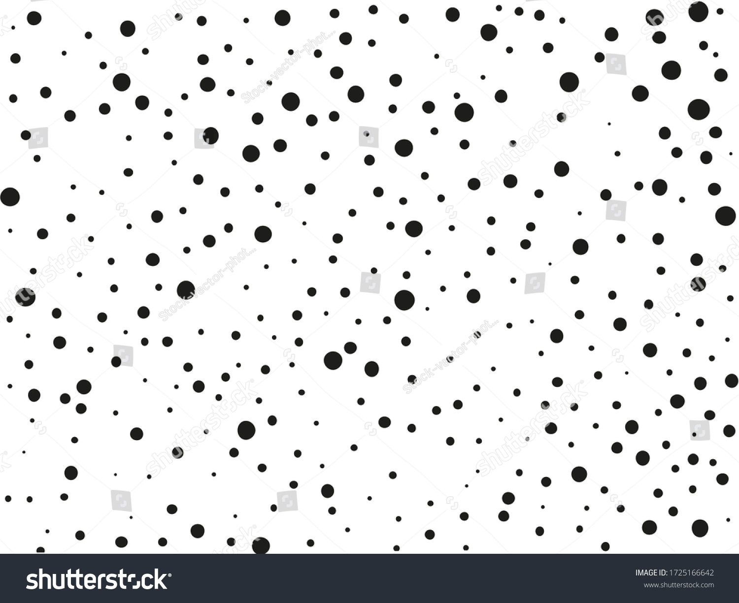 Random halftone. Pointillism style. Background with irregular, chaotic dots, points, circle. Abstract monochrome pattern. Black and white color. Vector illustration  #1725166642