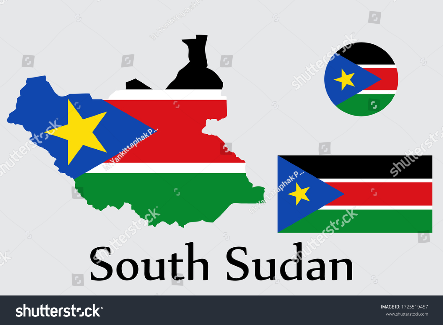 Shape map and flag of South Sudan country. Eps.file. #1725519457