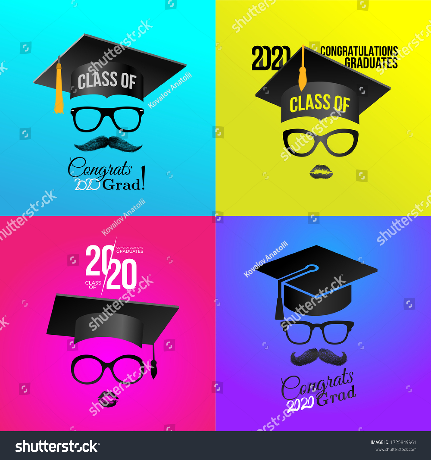 Congratulations Graduates Class Of 2020 Badge Royalty Free Stock Vector 1725849961