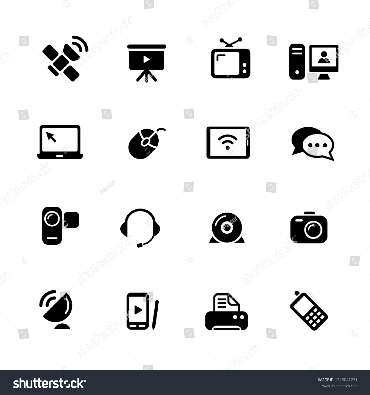 Communication Icons Black Series Royalty Free Stock Vector 1726041271 