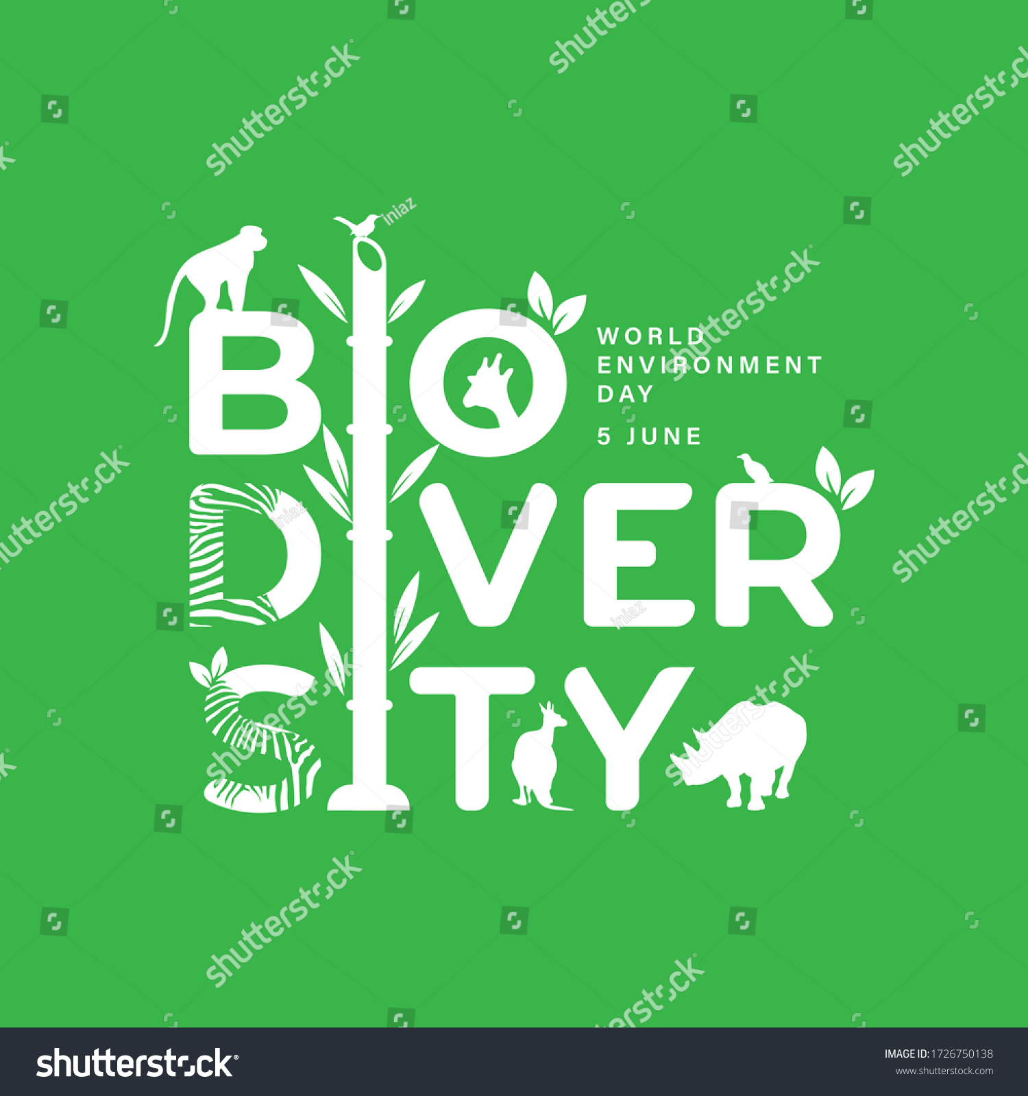 BIODIVERSITY typography design with green color for environment day event . june 5th #1726750138