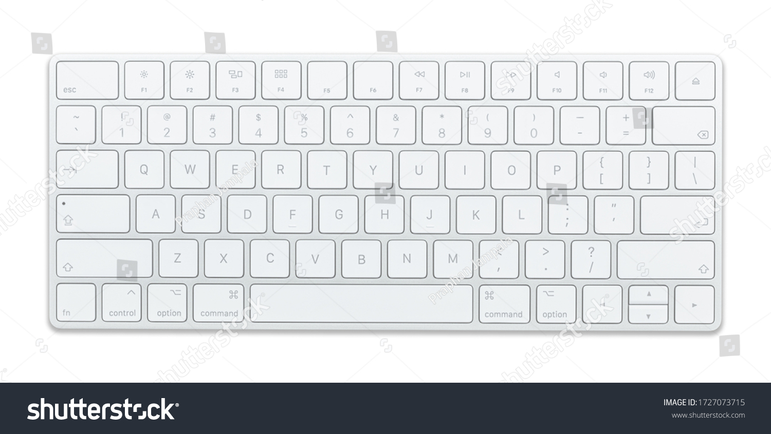 Aluminum computer keyboard Beautiful modern design, isolated on a white background. #1727073715