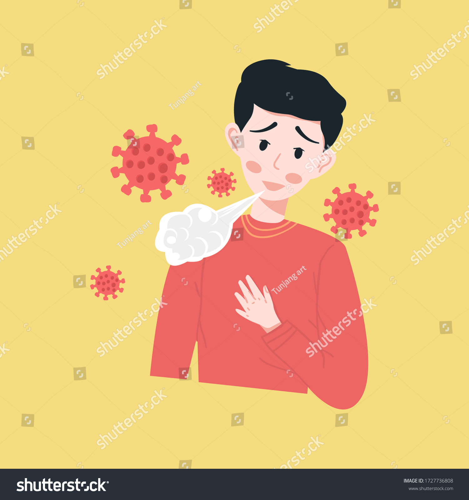 shortness of breath symptoms covid 19, with - Royalty Free Stock Vector ...