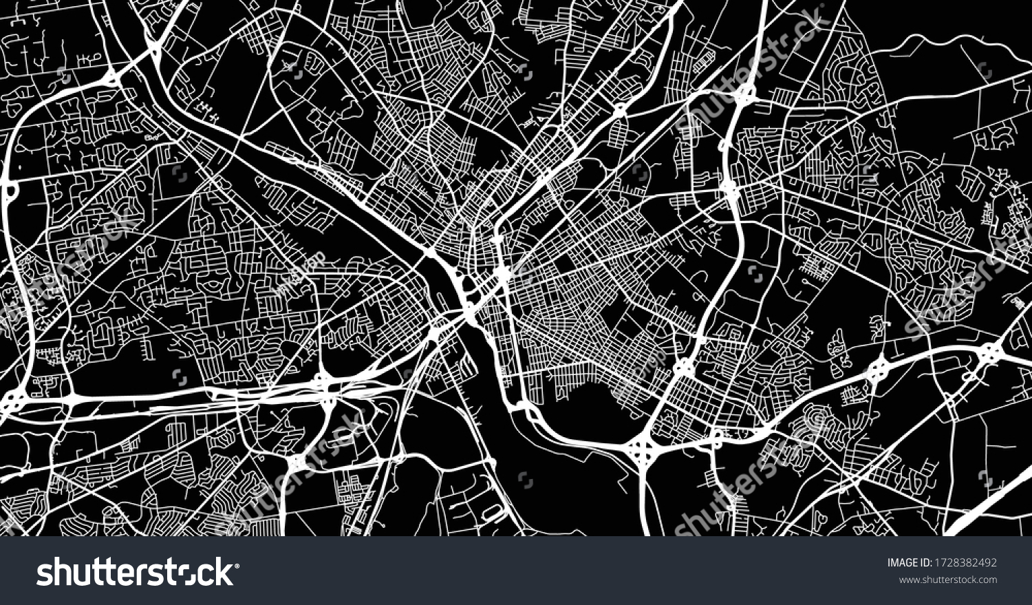 Urban vector city map of Trenton, USA. New - Royalty Free Stock Vector ...