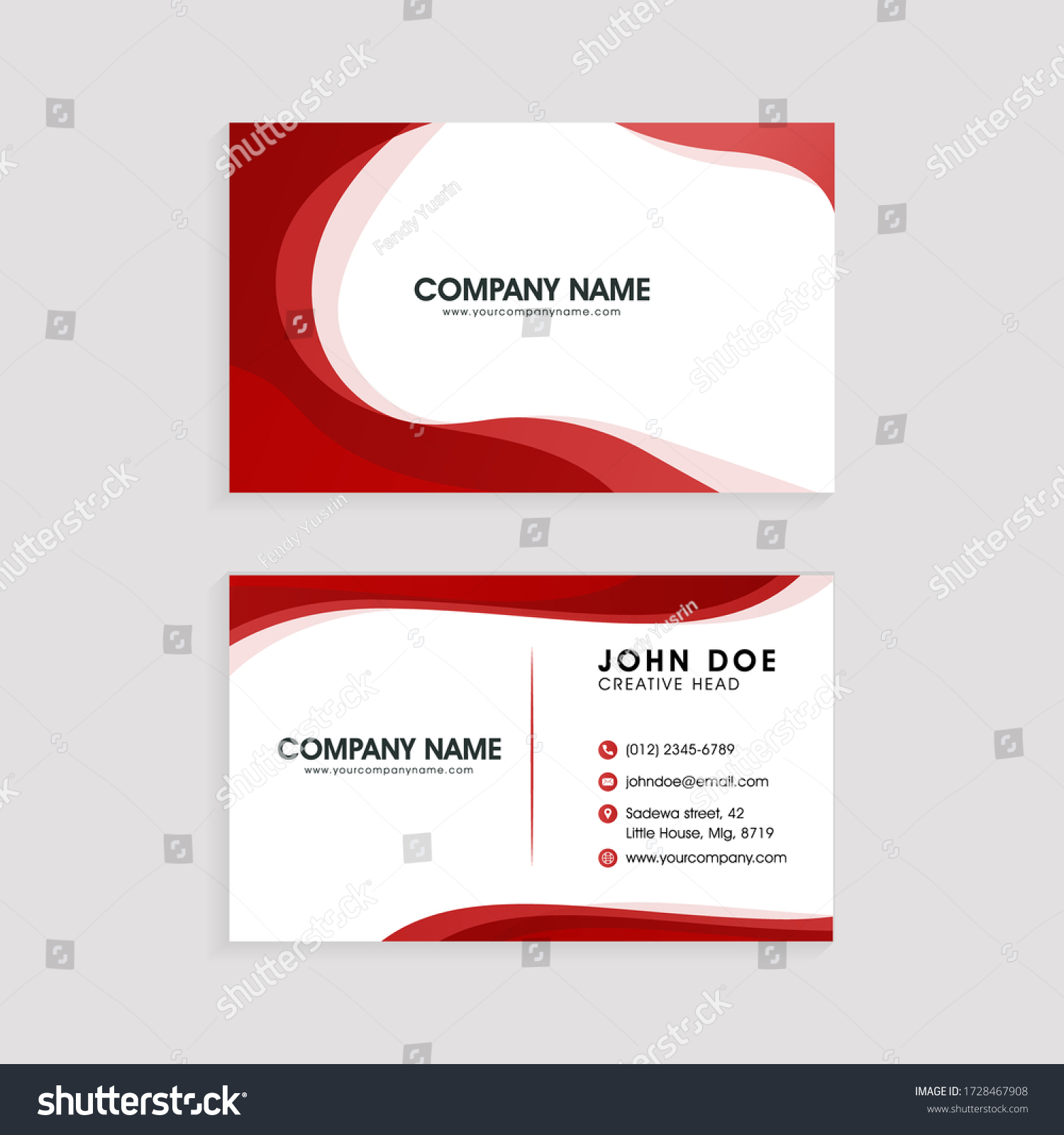 Abstract Business Card. Red Background. Wave - Royalty Free Stock ...