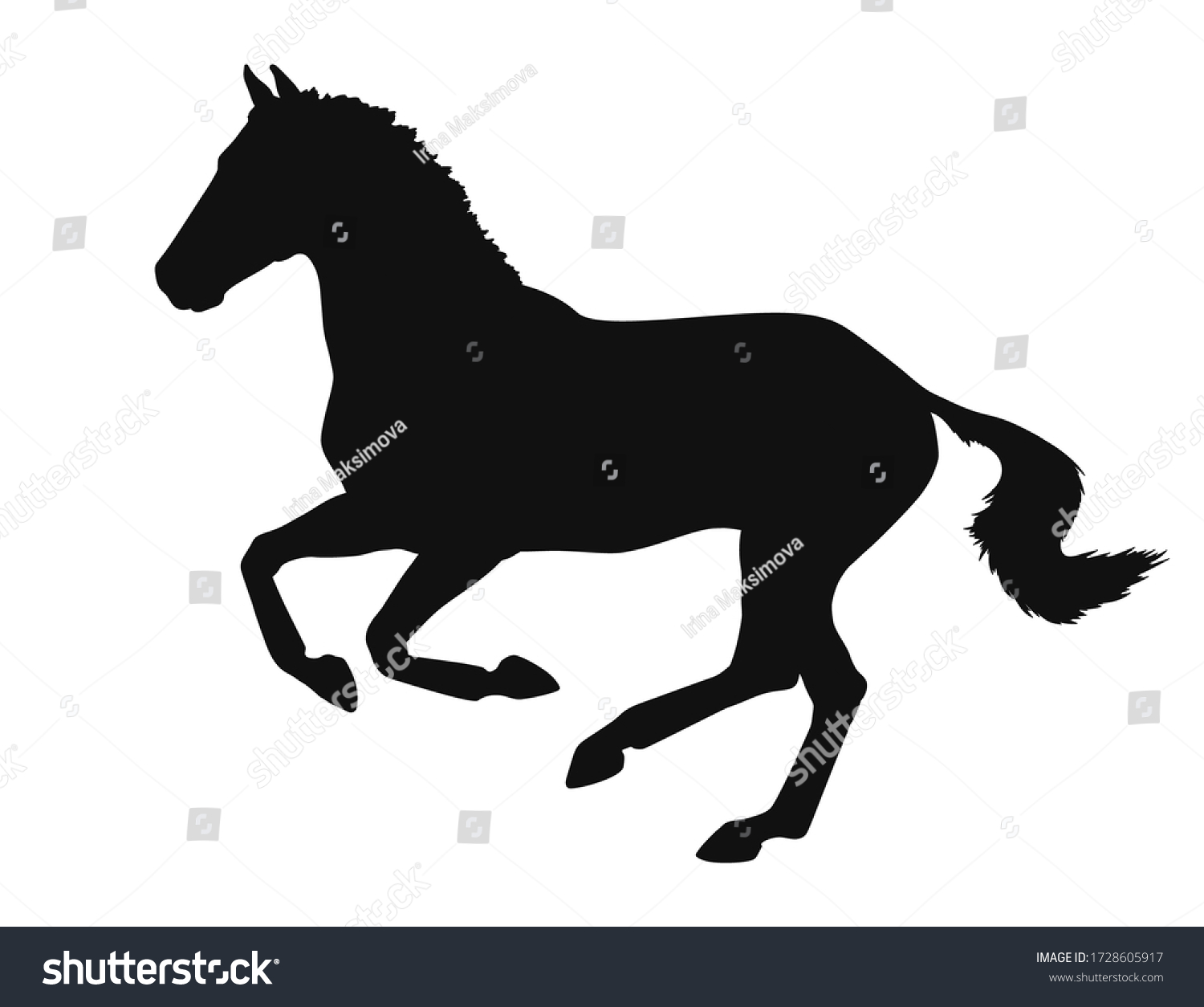 Black silhouette of a cantering horse - Royalty Free Stock Vector ...