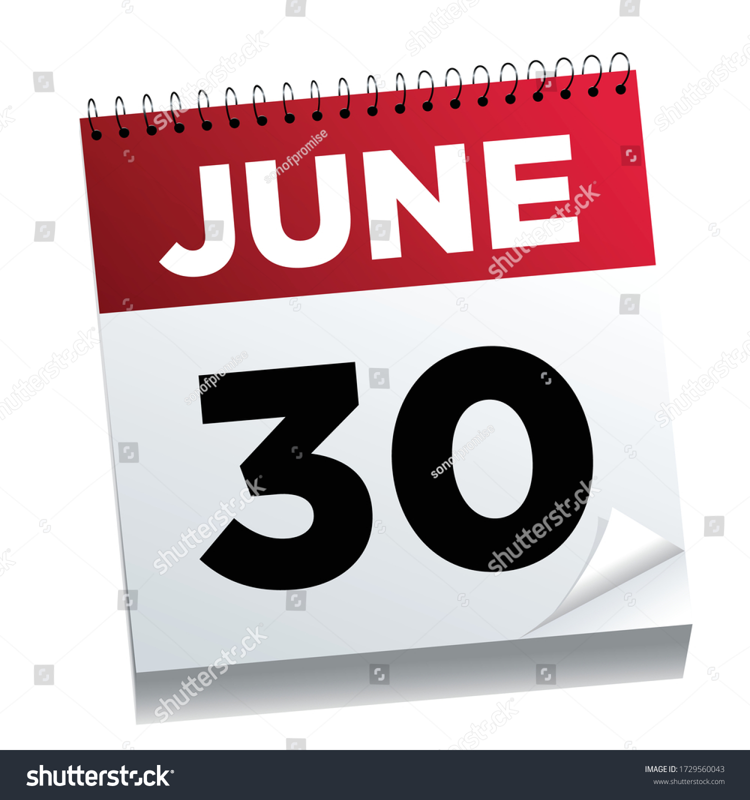 June 30th on a calendar page illustrated Royalty Free Stock Vector
